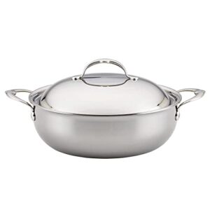 hestan - nanobond collection - titanium stainless steel 5-quart dutch oven - toxin, pfas, & chemical free clean cookware, induction cooktop compatible