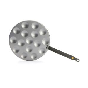 de Buyer MINERAL B Carbon Steel Aebleskiver & Poffertjes Pan - Ideal for Mini Pancakes - Naturally Nonstick - Made in France