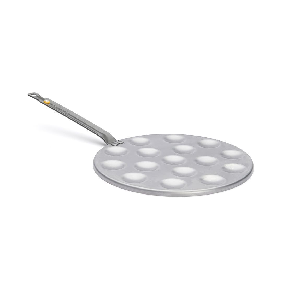 de Buyer MINERAL B Carbon Steel Aebleskiver & Poffertjes Pan - Ideal for Mini Pancakes - Naturally Nonstick - Made in France