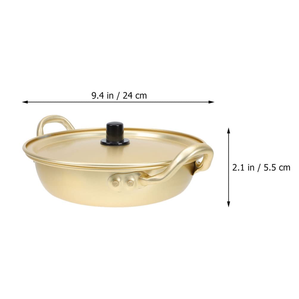 ERINGOGO Korean Ramen Noodle Pot, 9.4 Inch Stainless Steel Stockpot Soup Cooking Pot with Lid, Aluminium Nonstick Saucepan Small Pasta Pot, Camping Cookware for Induction, Stovetop