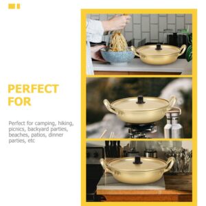 ERINGOGO Korean Ramen Noodle Pot, 9.4 Inch Stainless Steel Stockpot Soup Cooking Pot with Lid, Aluminium Nonstick Saucepan Small Pasta Pot, Camping Cookware for Induction, Stovetop