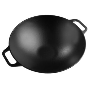 Victoria Cast Iron Wok with Loop Handles, Made in Colombia, 14 Inches