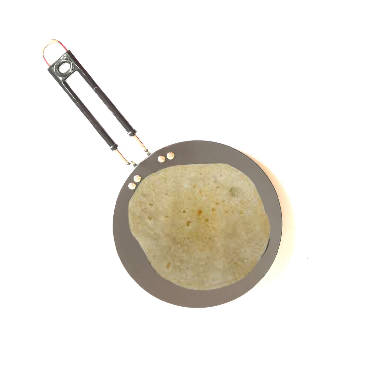 Hard Anodised Roti Tawa With Steel Handle Aluminium Chapati Tawa Concave Tawa Paratha Tawa Griddle Pan Chapati Pan (4mm)