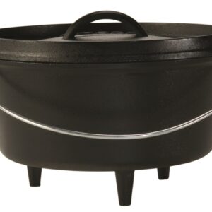 Lodge L10DCO3 Cast Iron Deep Camp Dutch Oven (5-Quart) and Lodge 3TP2 Camp Dutch Oven Tripod (43.5-Inch, Black)