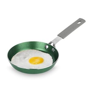 granitestone emerald mini nonstick egg & omelet pan – 5.5” single serve frying pan/skillet, diamond infused, multipurpose pan designed for eggs, omelets, pancakes, rubber handle, dishwasher safe