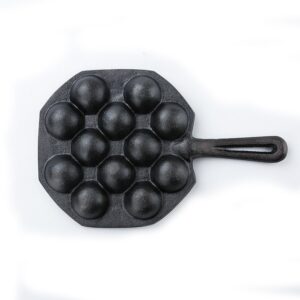 Nadalan Cast Iron Pan Omelette Egg Burger Fried Takoyaki Octopus Egg Pot Pancake Pan With 12-Mold