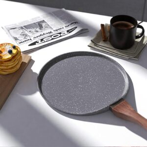 Hapivida Nonstick Crepe Pan, 9.1 Inch Pancake Flat Skillet Nonstick Flat Griddle Frying Pan, Grey Flat Bottomed Pancake Pan for Omelette Tortillas