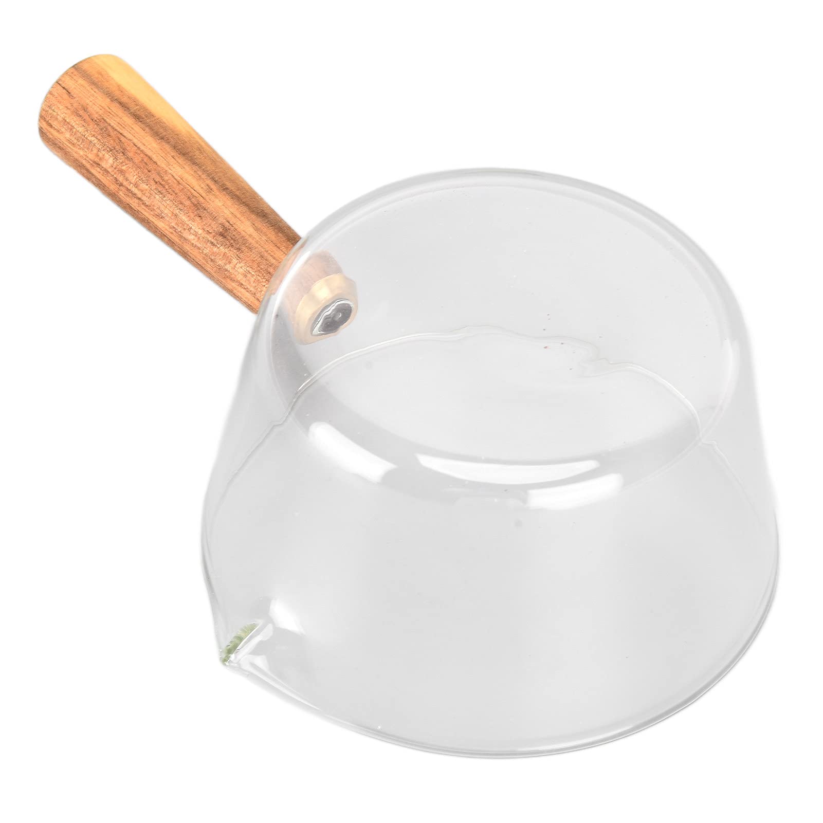 Noodle Pot Clear Glass Pot Milk Pan With Wooden Handle Borosilicate Glass Nonstick Saucepan Glass Measuring Cups Frothing Pitcher for Kitchen Restaurant Glass Pan(400ml)