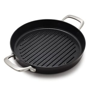greenpan gp5 hard anodized advanced healthy ceramic nonstick, 11" round grill pan, pfas-free, induction, dishwasher safe, oven & broiler safe, black
