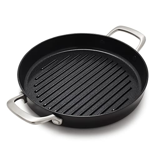 GreenPan GP5 Hard Anodized Advanced Healthy Ceramic Nonstick, 11" Round Grill Pan, PFAS-Free, Induction, Dishwasher Safe, Oven & Broiler Safe, Black