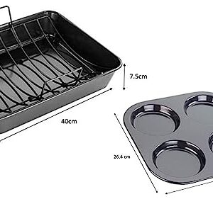 Tala Performance Extra Large Roaster with Rack and Free Large Yorkshire Pan, Professional Gauge Carbon Steel with Whitford Eclipse Non-Stick Coating, Cooking and Roasting, Black, 10A31389