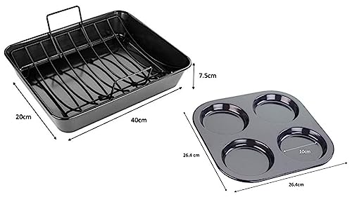 Tala Performance Extra Large Roaster with Rack and Free Large Yorkshire Pan, Professional Gauge Carbon Steel with Whitford Eclipse Non-Stick Coating, Cooking and Roasting, Black, 10A31389