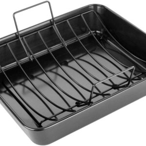 Tala Performance Extra Large Roaster with Rack and Free Large Yorkshire Pan, Professional Gauge Carbon Steel with Whitford Eclipse Non-Stick Coating, Cooking and Roasting, Black, 10A31389