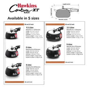 Hawkins Contura CXT20 Extra Thick Hard Anodised Pressure Cooker for Gas,Induction and Electric Stoves, 2 litres, Black