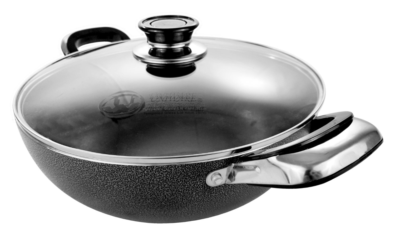 Uniware Non-Stick Aluminum Stock Pot With Glass Lid,Black (10 Inch)