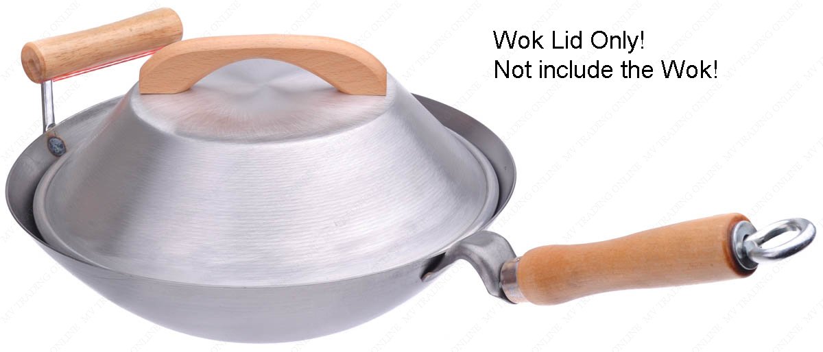 Aluminum Flat Wok Lid/Wok Cover, 13-Inches, (For 14" Wok), 18 Gauge, USA Made