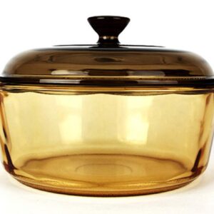 Visions 1.25L Heat Resistant Amber Round Glass Ceramics Kitchen Cookware Multipot Dutch Oven Stockpot Cook Stock Pot with Lid