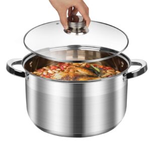 LEUGWAKN Stockpots with Lid-10 Quart Stainless Steel Stock pot-Soup Pot-Induction Pot-Cookware Pot-Cooking Pot-crock pot