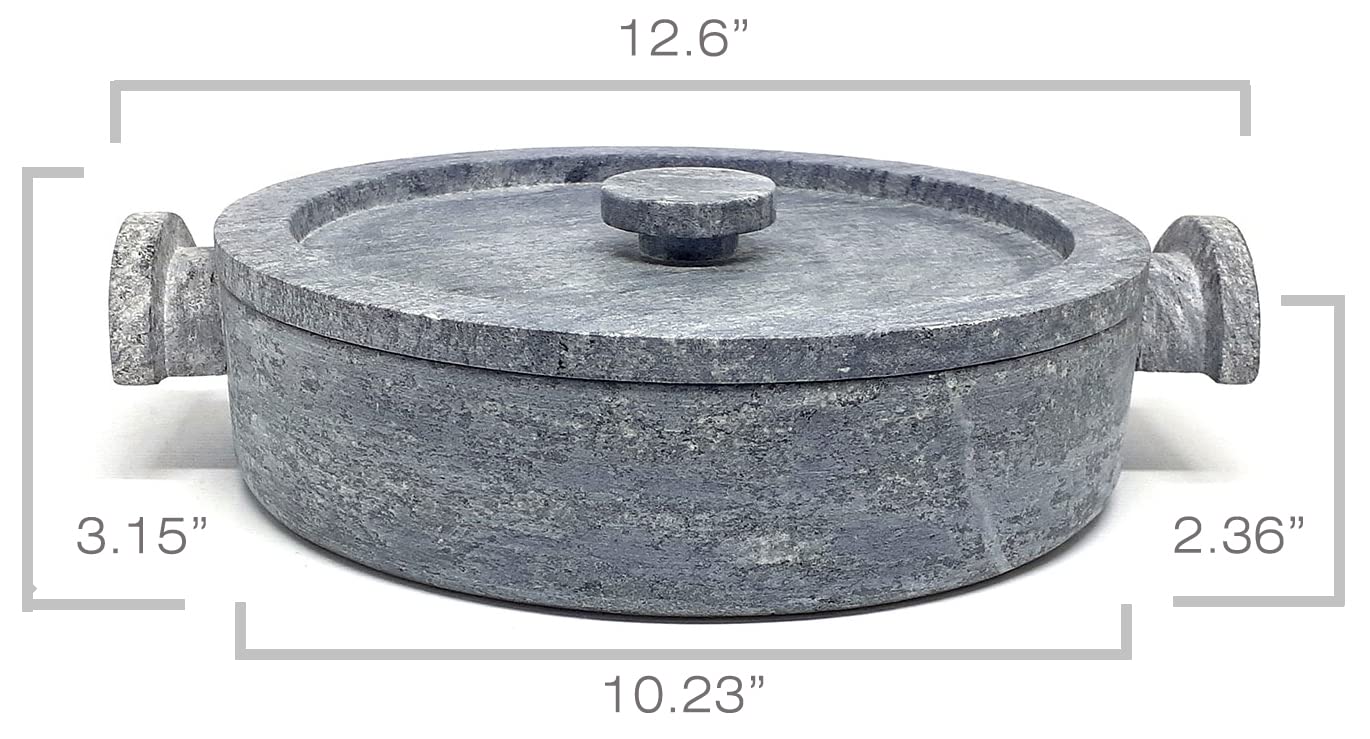 Cookstone 2.4 quarts saute pan and braiser | Handcrafted from a block of pure soapstone | Unique, durable and eco-friendly | Non-toxic and Non-stick | One time seasoning |THE GREEN ALTERNATIVE TO CAST