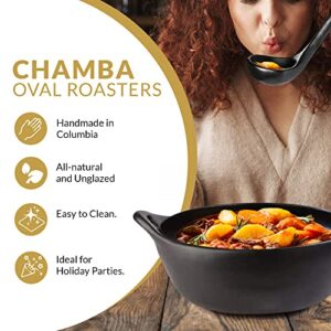 Chamba Black Clay Oval Roaster, Small 3 qt.