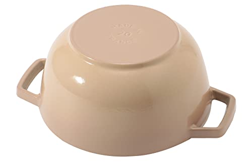 staub Wa-NABE 40501-001 Linen L Vintage Knob Specifications 7.9 inches (20 cm) Handed, Cast Iron Pot, Rice Cooking, 3 Pieces, Induction Compatible, Japanese Authentic Product with Serial Number