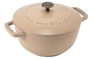 staub wa-nabe 40501-001 linen l vintage knob specifications 7.9 inches (20 cm) handed, cast iron pot, rice cooking, 3 pieces, induction compatible, japanese authentic product with serial number