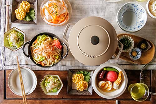 staub Wa-NABE 40501-001 Linen L Vintage Knob Specifications 7.9 inches (20 cm) Handed, Cast Iron Pot, Rice Cooking, 3 Pieces, Induction Compatible, Japanese Authentic Product with Serial Number