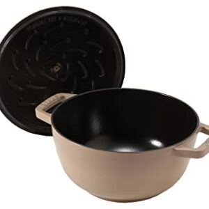 staub Wa-NABE 40501-001 Linen L Vintage Knob Specifications 7.9 inches (20 cm) Handed, Cast Iron Pot, Rice Cooking, 3 Pieces, Induction Compatible, Japanese Authentic Product with Serial Number