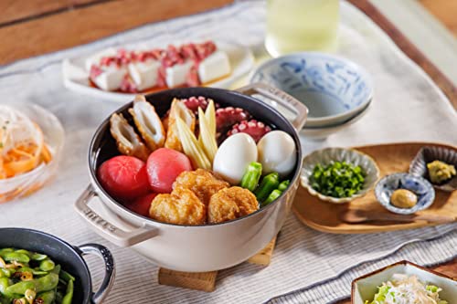 staub Wa-NABE 40501-001 Linen L Vintage Knob Specifications 7.9 inches (20 cm) Handed, Cast Iron Pot, Rice Cooking, 3 Pieces, Induction Compatible, Japanese Authentic Product with Serial Number