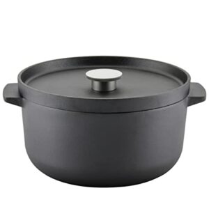 kitchenaid seasoned cast iron dutch oven/casserole, 6 quart - black