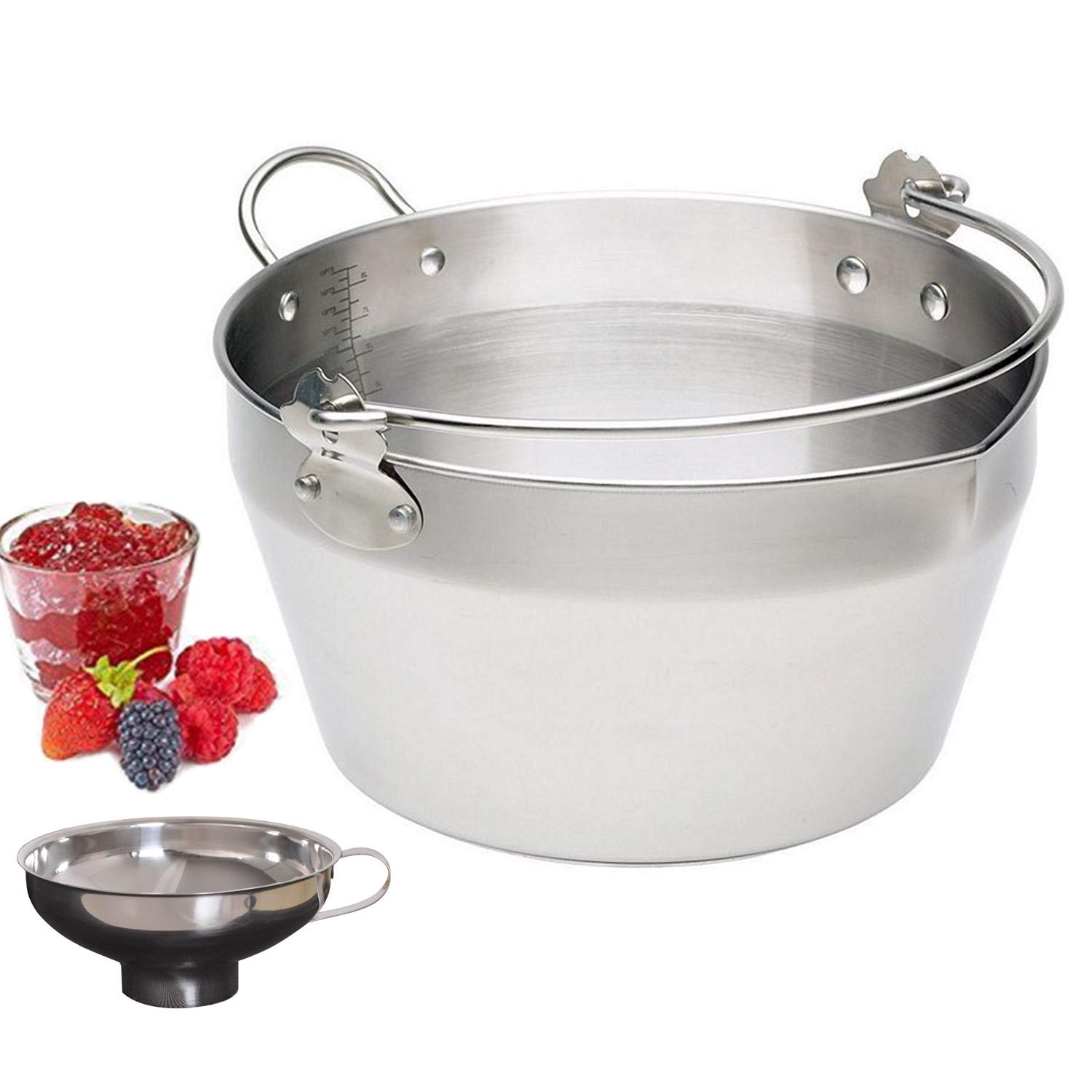 Large Maslin Pan Jam Making Pot with Stainless Steel Jam Chutney Funnel-Home Made Jam Canning Tools