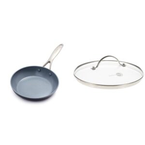 greenpan valencia pro hard anodized healthy ceramic nonstick 8" frying pan skillet and glass lid