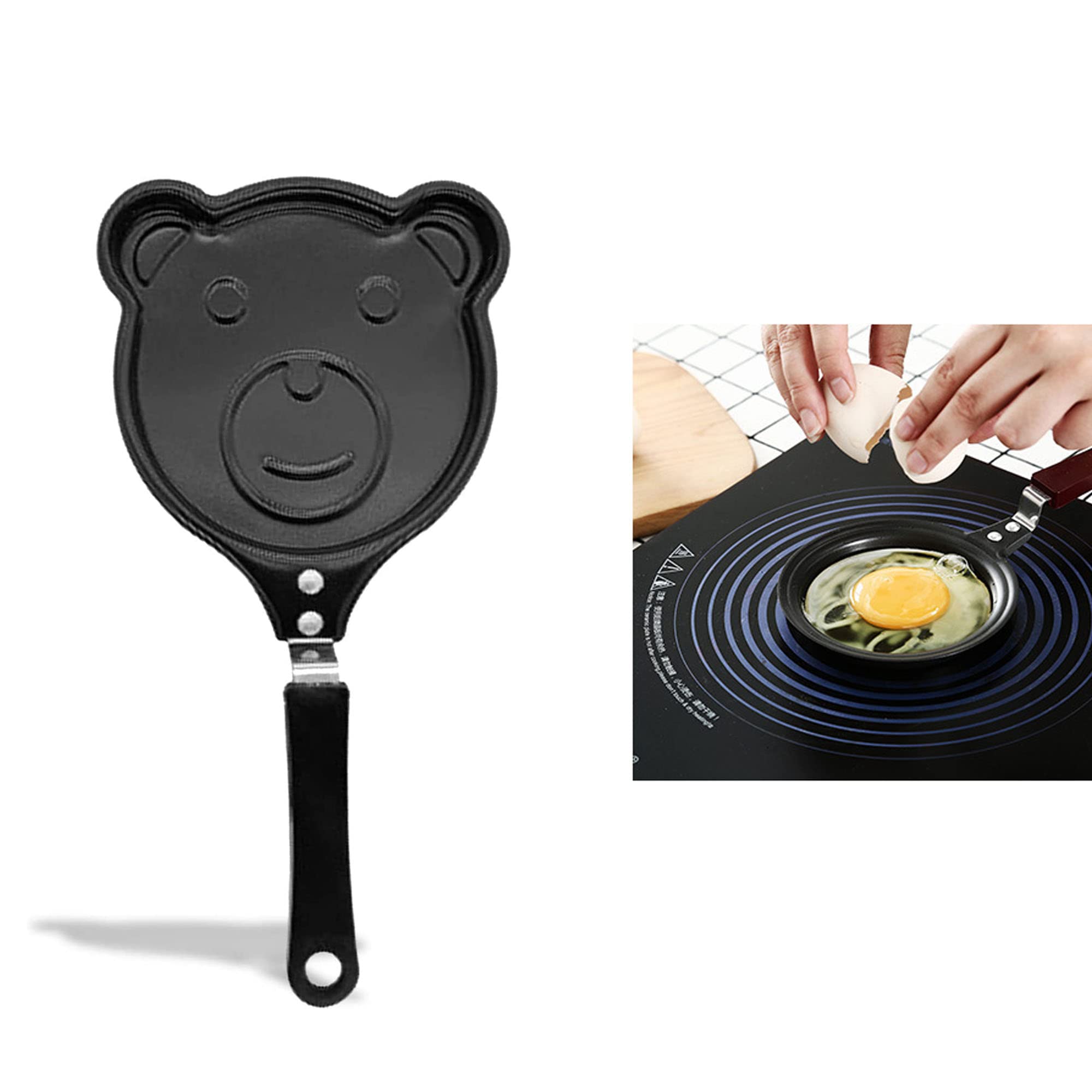 Setaria Viridis Mini Pancakes Maker Egg Frying Pan Pancake Pan Maker Cute Nonstick Cooking Cookware Mini Cartoon Saucepan Egg Frying Pan Breakfast Maker Omelette Pan(Bear) (26.5 * 13.5)