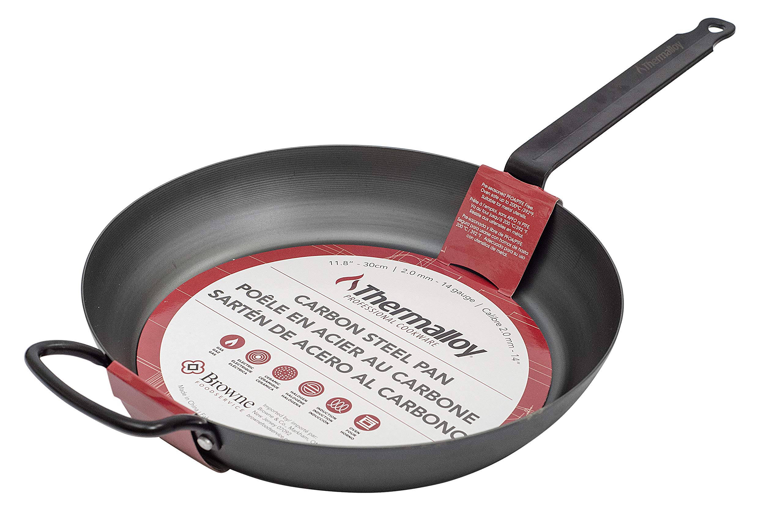 Browne Foodservice THERMALLOY 11.8 Inch Black Carbon Steel Fry Pan