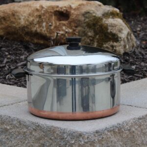 Revere Ware Pre-'68 Double Ring 6 Quart Stainless Steel Copper Bottom Stockpot with Dome Lid