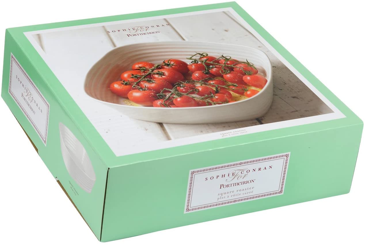 Portmeirion Sophie Conran White Square Roaster | 11 Inch Baking Pan for Oven | Deep Casserole Dish | Made from Fine Porcelain | Dishwasher and Microwave Safe