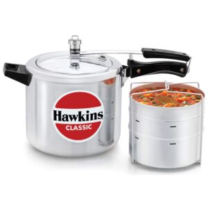 hawkins pressure cooker, 6.5 l with seperator, silver