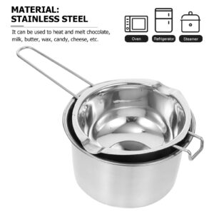 SEWACC 2 Pack Double Boiler Pot Set Chocolate Melting Pot with Stainless Steel Boiling Water Pot for Melting Chocolate Candy Candle Soap Wax (600ml)