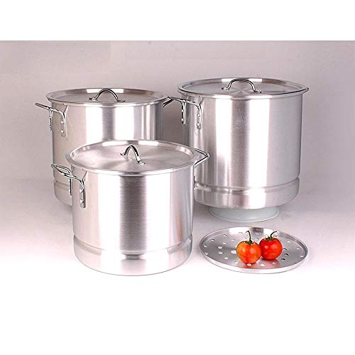 Thaweesuk Shop 3 Big Tamale Steamer Vaporera Stock Pots Premium Thick Aluminum 32QT/40QT/52QT of Set