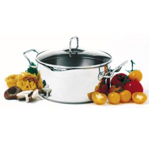 Norpro KRONA 5 Quart Vented Pot with Straining Lid, Stainless Steel,645,Silver