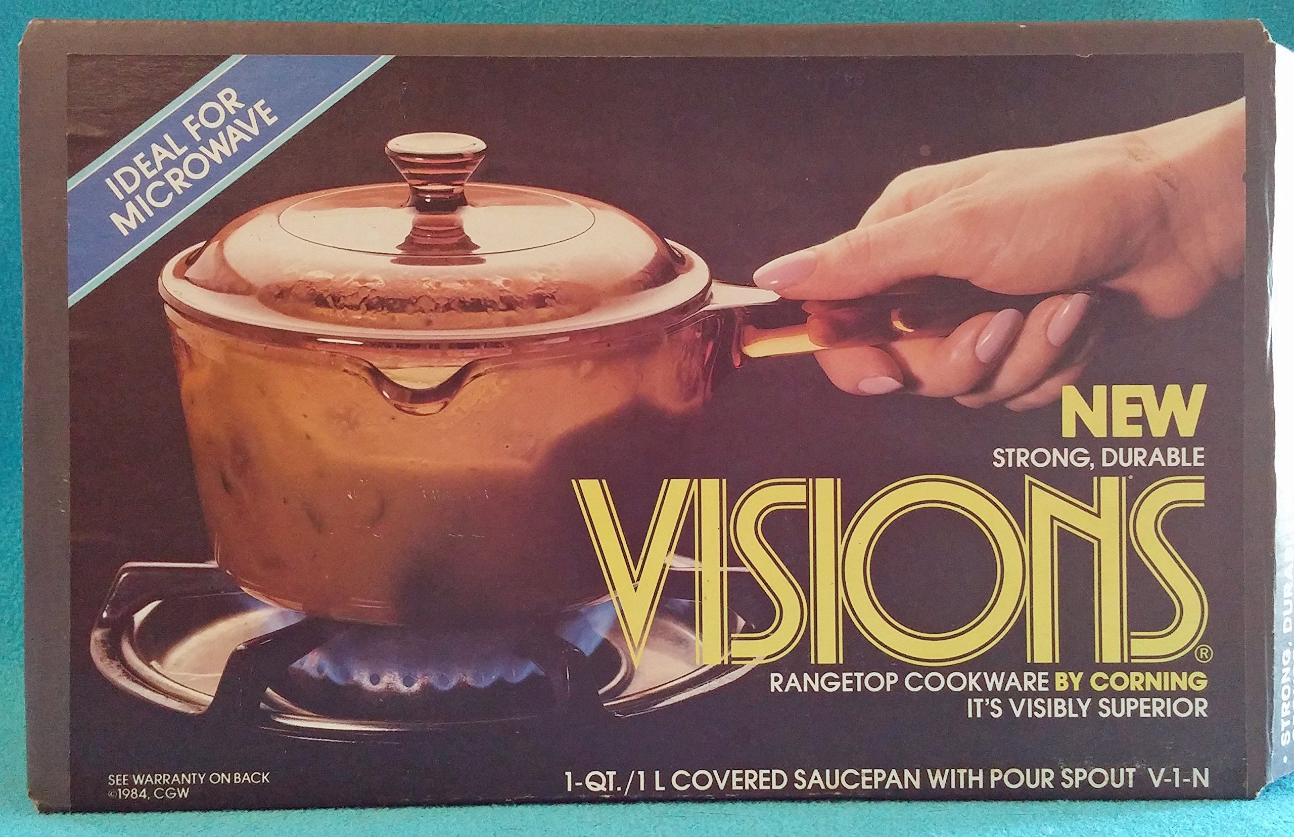 Corning Visions Amber 1 Qt. Sauce Pan with Pour Spout and Lid