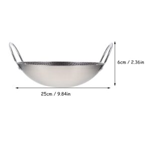 Hemoton Ramen Cooker 1pc Small Hot Pot Travel Steel Wok Anti-Scratch Stainless Steel Non Stick Frying Pans