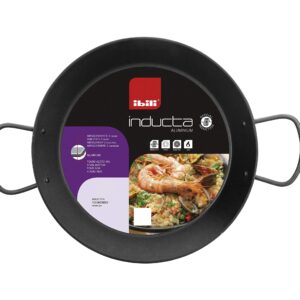 IBILI Non-Stick Cast Aluminum Paella Pan Skillet Suitable for All Cooking Methods Induction Great for Camping and Outdoor Cooking, Made in Spain (16.5 Inches)