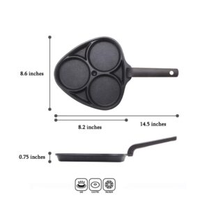 Kitchen Flower Cookin Clover 3 Divider Non Stick Egg Frying Pan (22cm x 21cm)