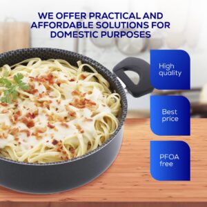 Universal Nonstick Ultra Stockpot 3 Qt / 2.9 L With Glass Lid, Aluminum Nonstick Pot, Boiling Pot, Stockpot with Lid For Pasta, Meat, Vegetables, Even Heat Distribution, Ergonomic Handles