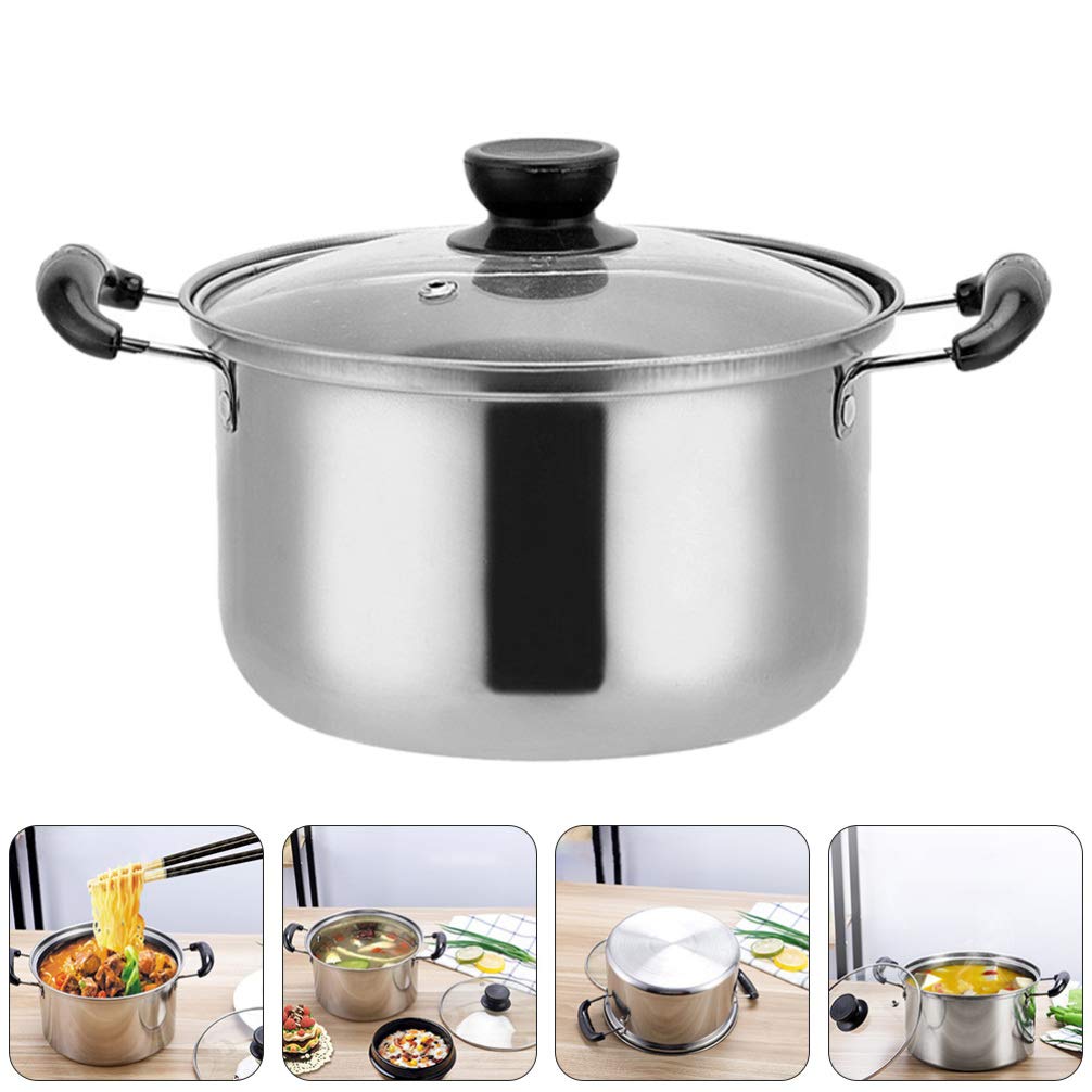 CALLARON Pots 1pc Stainless Steel Cookware Stockpot Stainless Steel Stockpot Multi-Functional Soup Pot for Kitchen Cooking Porridge Baby Food Stockpots Stove Burner Covers