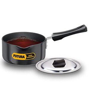 hawkins futura hard anodised induction compatible saucepan with stainless steel lid, capacity 1.5 litre, diameter 16 cm, thickness 3.25 mm, black (ias15s)