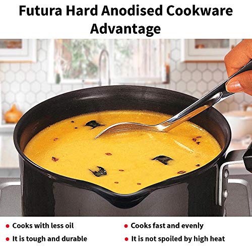 Hawkins Futura Hard Anodised Induction Compatible Saucepan with Stainless Steel Lid, Capacity 1.5 Litre, Diameter 16 cm, Thickness 3.25 mm, Black (IAS15S)