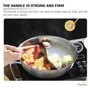 Hemoton Hot Pot with Divider Dual Sided Chinese Shabu Shabu Pot Stainless Steel Two-Flavor Pot Stockpot Pots for Induction Cooktop Gas Stove Silver 32cm