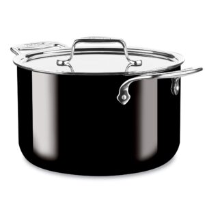 All-Clad FusionTec Ceramic and Steel Core Stockpot 7 Quart Induction Oven Broiler Safe 500F Pots and Pans, Cookware Onyx